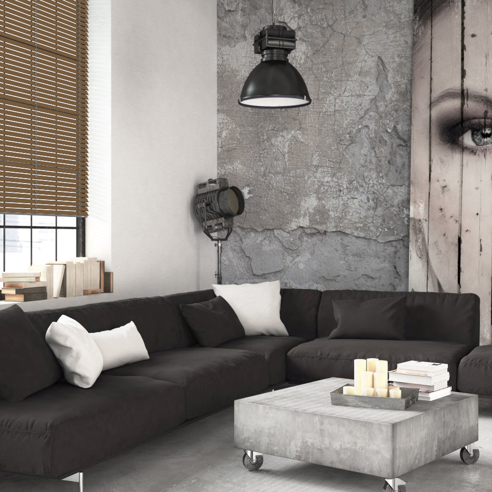 Wooden Blind MODERN 50 mm - Brown smooth with shading, made to measure (67MM)